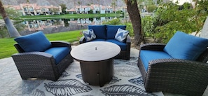 Back patio with firepit