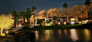 View of the Santa Rosa Mountains lit up at night