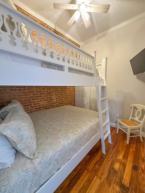 Bunk bed with full bed on top/queen bed on bottom