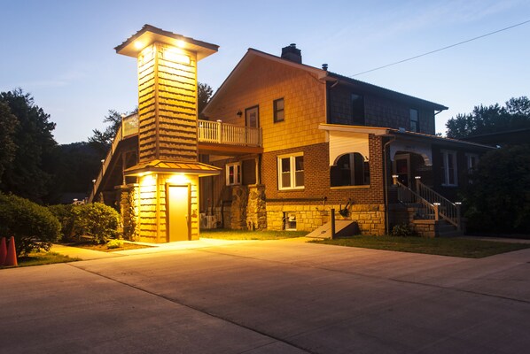 Front side of home in the evening