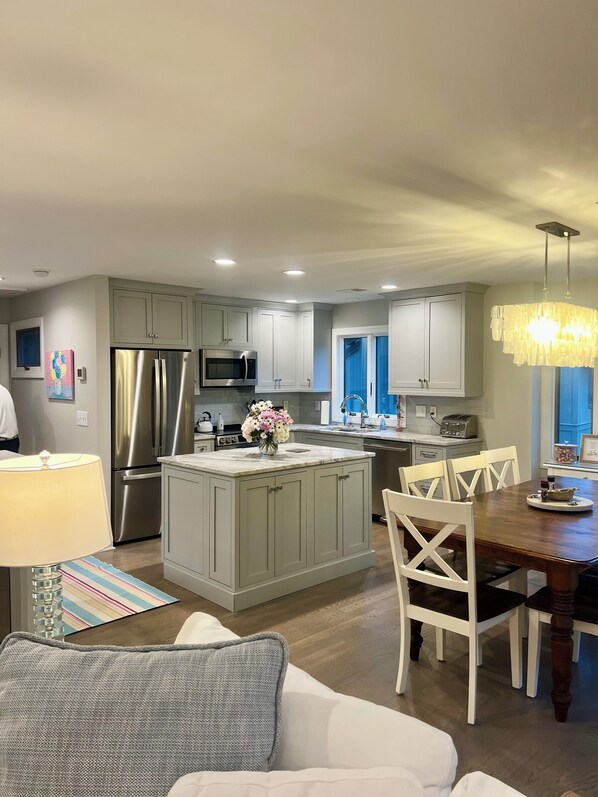 View from living room to kitchen.