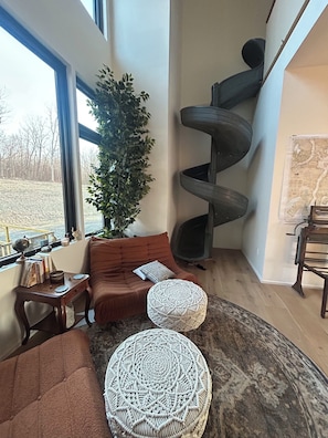 Relax with a book in this cozy reading nook