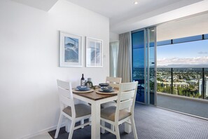 Share sumptuous meals with the family in this sophisticated dining area