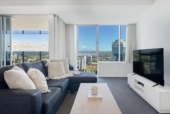 Cozy and spacious living area for the guests to relax