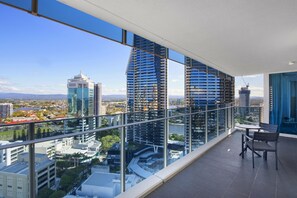 Spacious balcony with panoramic views of the Gold Coast 