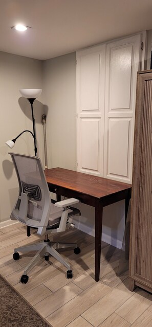 Desk and ergonomic chair