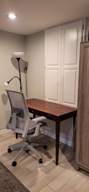 Desk and ergonomic chair