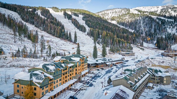 Morning Eagle is in the heart of the Whitefish Mountain Resort Village | Exterior