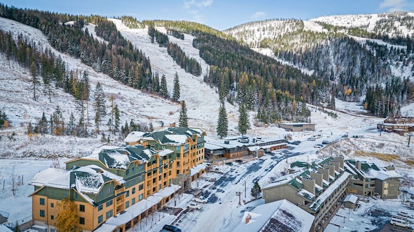 Morning Eagle is in the heart of the Whitefish Mountain Resort Village | Exterior