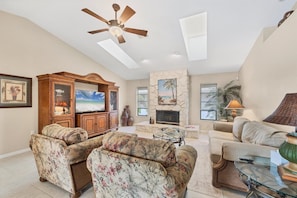 Amazing bright and open living room with 55" Smart TV