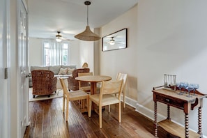 Bar cart & dining area
