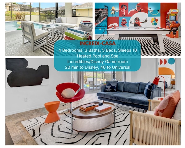 Incredi-Casa - Cover Page - View of Pool, Game Room, Living Room