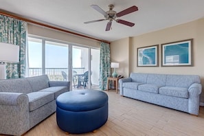 Breathe in the ocean breeze from your private balcony as you enjoy spacious living areas designed for family comfort and connection.