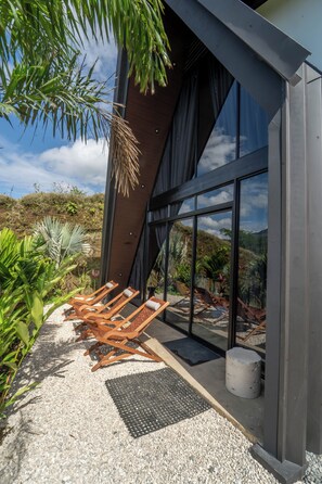 First-Floor Terrace. Volcano view