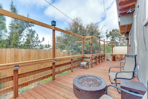 Private Deck | Gas Fire Pit (Propane Provided) | Dining & Seating