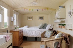 comfortable double bed with storage underneath