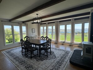 Dining room over looking the rolling views and Otsego Lake