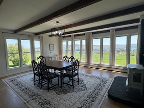 Dining room over looking the rolling views and Otsego Lake