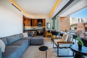 Open-concept living and kitchen area