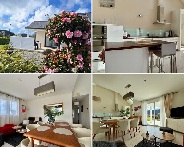 jardin, terrasse, salon, cuisine tout équipée, coin repas