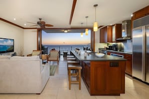 Enjoy ocean breezes on the breakfast bar seating at Ko Olina Beach Villas B610.