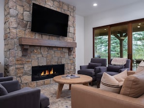 Living Room with Smart TV and Fireplace