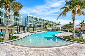 Resort-style riverfront community pool