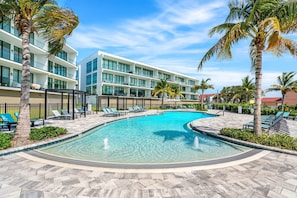 Resort-style riverfront community pool