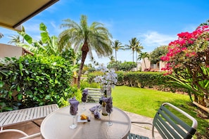 Relax and unwind in your private outdoor space with lovely garden views.
