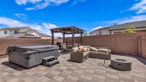 Private Patio with Hot Tub, Pergola & Fire Pit