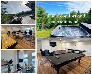 Experience amenities like air conditioning, high-end luxury appliances, gas stoves, large decks, comfy seating, and relaxing hot tubs.