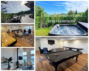 Experience amenities like air conditioning, high-end luxury appliances, gas stoves, large decks, comfy seating, and relaxing hot tubs.