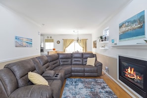 Living room with large sectional sofa.