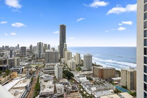Stunning ocean and city views from the balcony