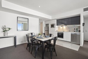 Share sumptuous meals with the family in this sophisticated dining area