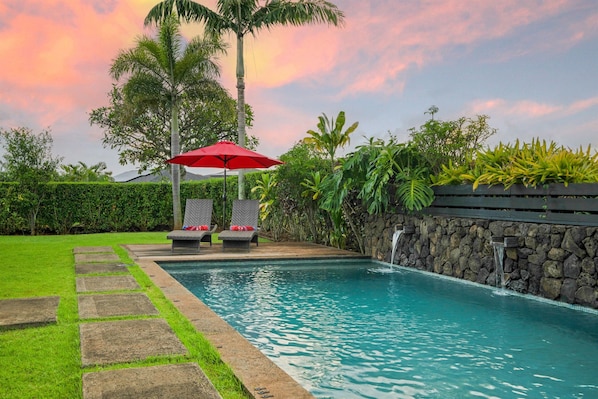 Relaxing outdoor lounge near the pool