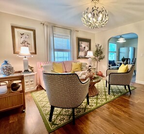 Living Room with a Sofa Bed and Queen Mattress