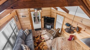 View of the living space from our loft