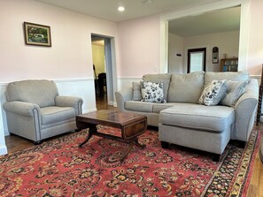 Sofa pulls out to queen bed