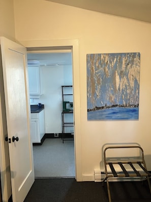 View from bedroom to kitchen