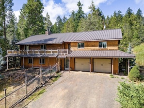 Front entry with garages