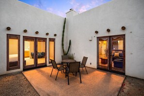 Spacious patio with a comfortable seating area
