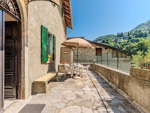 Cottage, Mountain Range, Stone Wall, Houseplant, Flagstone, Balcony, Flowerpot, Mountain Village, Fence