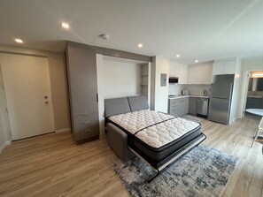 Murphy Bed. 2 sets of sheets - 1 fleece (winter) & 1 bamboo cotton (summer)