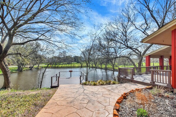 Walkway to the pond from the back porch.