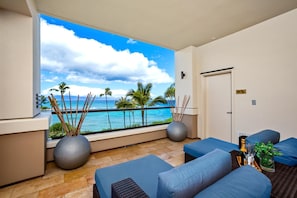 Feel the salty air from this stylish open-air seating area Hale-Moana-At-Montage-Kapalua-Bay