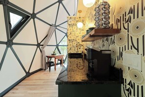 The entrance to the Luna features a small kitchenette equipped with the basics