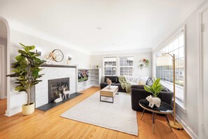 Welcome to our home! Here is the inviting open living room!