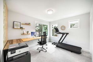 Here is the dedicated office with a treadmill