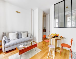 The open-plan living and dining area